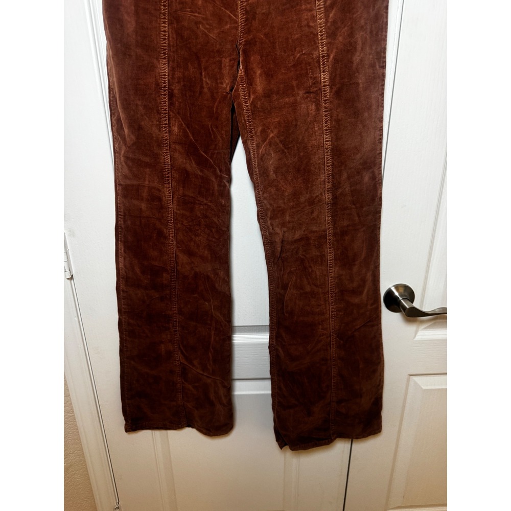 Free People Firecracker Flare Corduroy Pants Brown Paisley Star Patchwork 70s - Picture 10 of 10